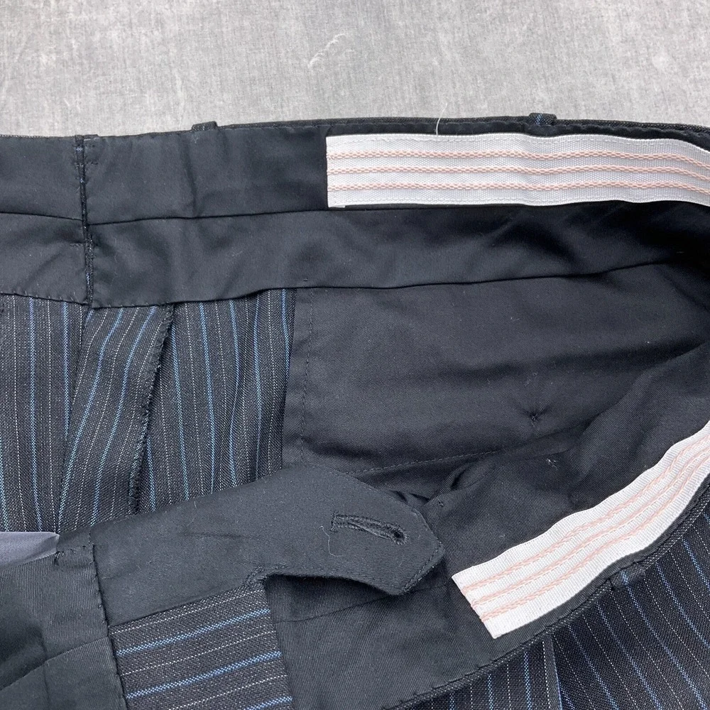 Joseph Scafidi Suit Men 44R Gray Blue Pinstripe Bespoke Classic Career Party 2pc